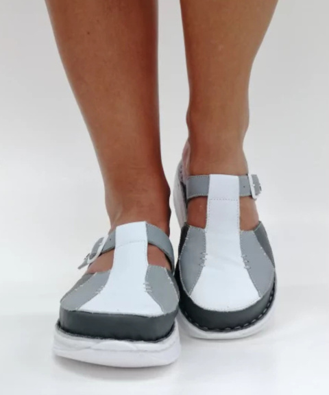 Buty medyczne damskie - KD MED 54 biały-grafit-szary Buty medyczne damskie - KD MED 54 biały-grafit-szary