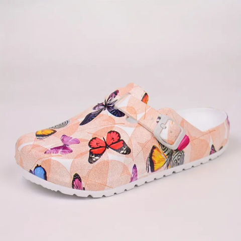 CuteSteps - Buty medyczne – Klapki dla Kobiet z uroczym nadrukiem Motylki - białe CuteSteps - Buty medyczne – Klapki dla Kobiet z uroczym nadrukiem Motylki - białe