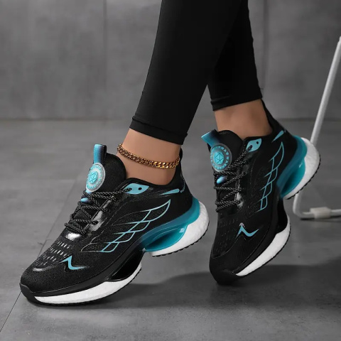 Damskie buty sportowe do biegania z poduszką powietrzną - ciemno zielone Damskie buty sportowe do biegania z poduszką powietrzną - ciemno zielone