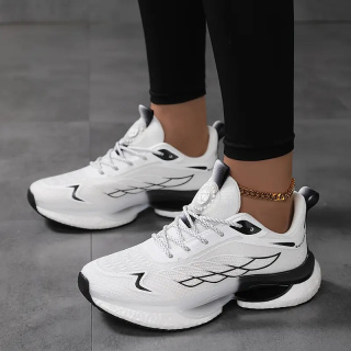 Damskie buty sportowe do biegania z poduszką powietrzną - czarno-białe