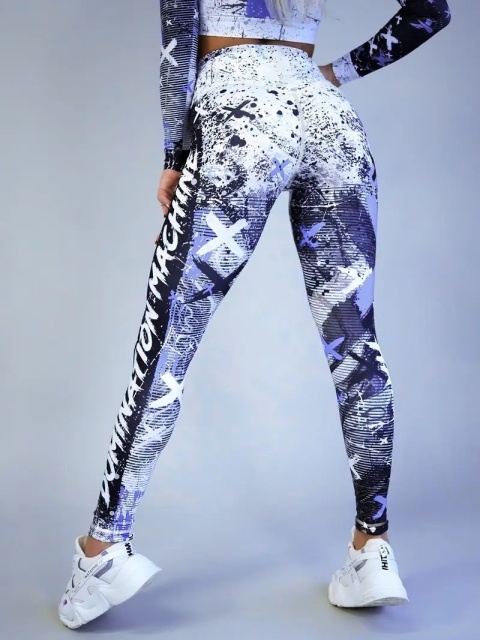 Damskie legginsy do jogi z wysokim stanem i nadrukiem - jasny fiolet Damskie legginsy do jogi z wysokim stanem i nadrukiem - jasny fiolet