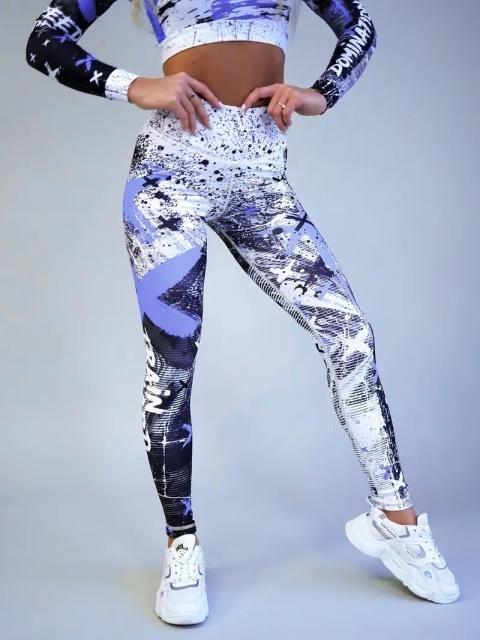 Damskie legginsy do jogi z wysokim stanem i nadrukiem - jasny fiolet Damskie legginsy do jogi z wysokim stanem i nadrukiem - jasny fiolet