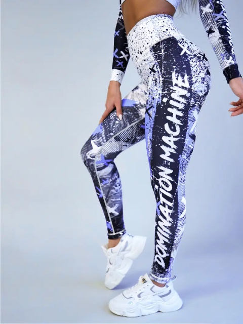 Damskie legginsy do jogi z wysokim stanem i nadrukiem - jasny fiolet Damskie legginsy do jogi z wysokim stanem i nadrukiem - jasny fiolet
