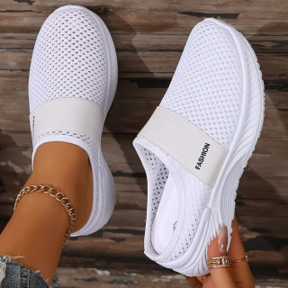 Damskie tenisówki slip-on BreezeStep White z oddychającą siateczką - białe