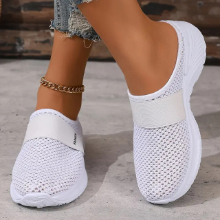 Damskie tenisówki slip-on BreezeStep White z oddychającą siateczką - białe