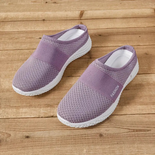 Damskie tenisówki slip-on BreezeStep White z oddychającą siateczką - fioletowe