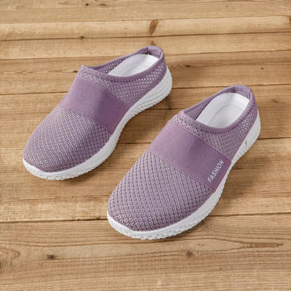 Damskie tenisówki slip-on BreezeStep White z oddychającą siateczką - fioletowe