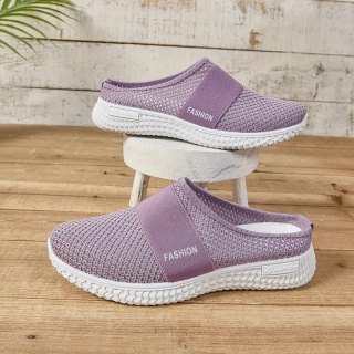 Damskie tenisówki slip-on BreezeStep White z oddychającą siateczką - fioletowe