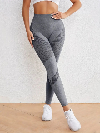 FlexCore – bezszwowe legginsy sportowe z wysokim stanem Szybkoschnące, rozciągliwe spodnie do jogi i fitnessu - ciemny szary