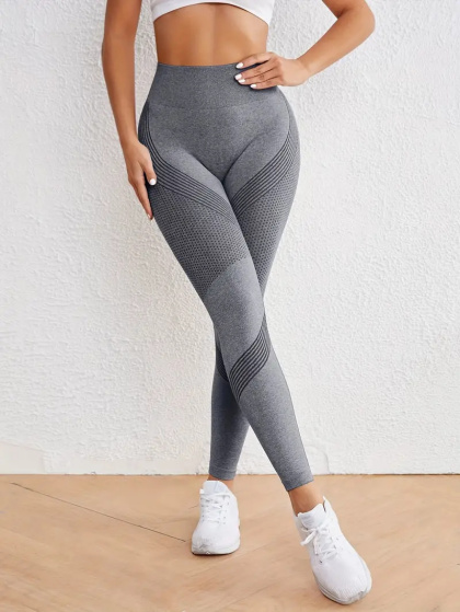 FlexCore – bezszwowe legginsy sportowe z wysokim stanem Szybkoschnące, rozciągliwe spodnie do jogi i fitnessu - ciemny szary