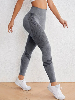 FlexCore – bezszwowe legginsy sportowe z wysokim stanem Szybkoschnące, rozciągliwe spodnie do jogi i fitnessu - ciemny szary