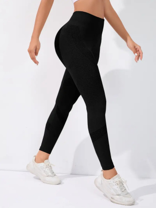 FlexCore – bezszwowe legginsy sportowe z wysokim stanem Szybkoschnące, rozciągliwe spodnie do jogi i fitnessu - czarne
