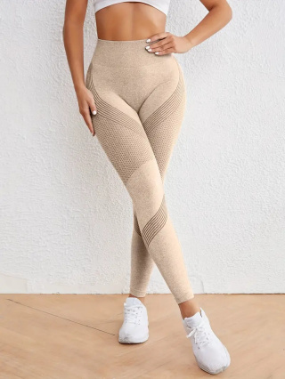 FlexCore – bezszwowe legginsy sportowe z wysokim stanem Szybkoschnące, rozciągliwe spodnie do jogi i fitnessu - khaki