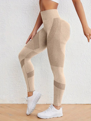 FlexCore – bezszwowe legginsy sportowe z wysokim stanem Szybkoschnące, rozciągliwe spodnie do jogi i fitnessu - khaki
