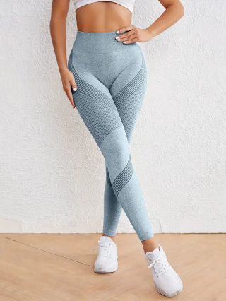FlexCore – bezszwowe legginsy sportowe z wysokim stanem Szybkoschnące, rozciągliwe spodnie do jogi i fitnessu - niebieskie