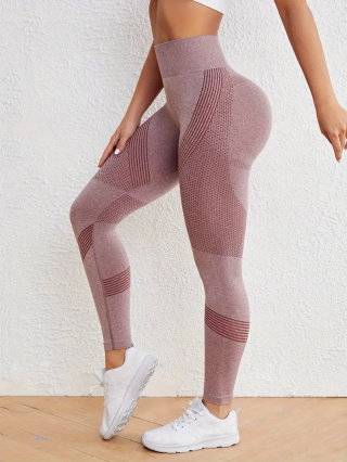 FlexCore – bezszwowe legginsy sportowe z wysokim stanem Szybkoschnące, rozciągliwe spodnie do jogi i fitnessu - różowe