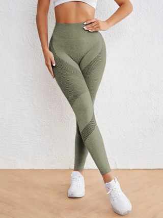 FlexCore – bezszwowe legginsy sportowe z wysokim stanem Szybkoschnące, rozciągliwe spodnie do jogi i fitnessu - zielone