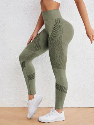 FlexCore – bezszwowe legginsy sportowe z wysokim stanem Szybkoschnące, rozciągliwe spodnie do jogi i fitnessu - zielone