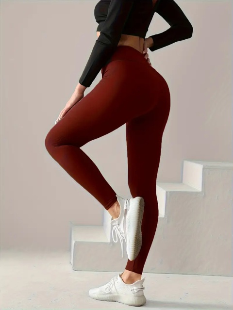 Legginsy z wysokim stanem - VitalFlex - bordo Legginsy z wysokim stanem - VitalFlex - bordo