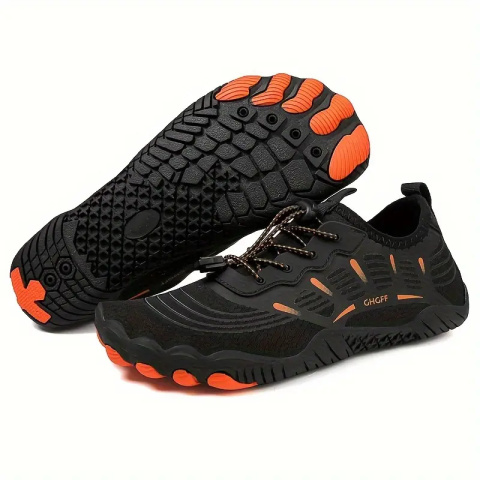 BareLite Flex – damskie oddychające buty barefoot antypoślizgowe - czarno - pomarańczowe BareLite Flex – damskie oddychające buty barefoot antypoślizgowe - czarno - pomarańczowe