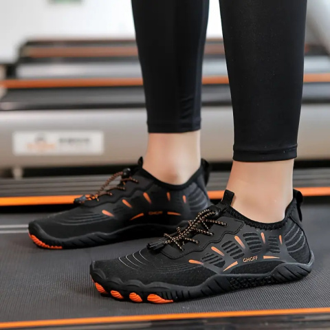 BareLite Flex – damskie oddychające buty barefoot antypoślizgowe - czarno - pomarańczowe BareLite Flex – damskie oddychające buty barefoot antypoślizgowe - czarno - pomarańczowe