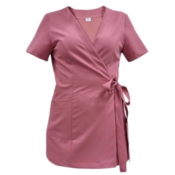 Bluza medyczna, kosmetyczna wiązana damska - LENA - brudny róż L