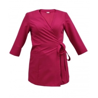 Bluza medyczna, kosmetyczna wiązana, rękaw 3/4 - LISA - amarant