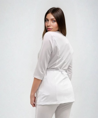 Bluza medyczna, kosmetyczna wiązana, rękaw 3/4 - LISA - biały XL