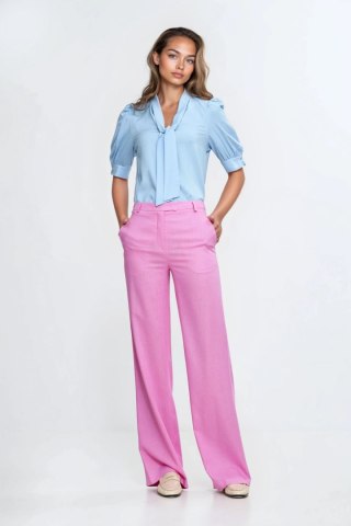 Spodnie bootcut z rayonu z krytym guzikiem SD111 Pink - Nife