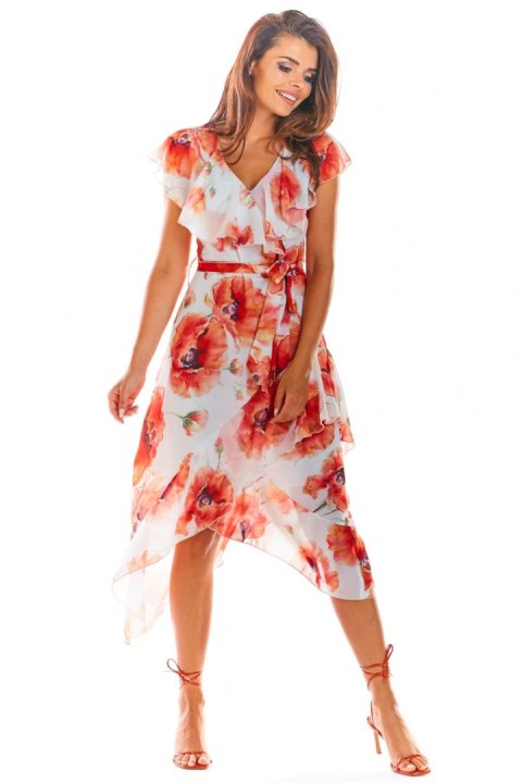 Sukienka Model A308 Red Flowers - awama Sukienka Model A308 Red Flowers - awama