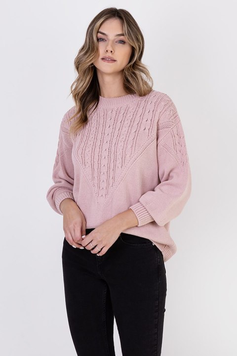 Sweter Damski Model SWE322 Powder Pink - MKM Sweter Damski Model SWE322 Powder Pink - MKM