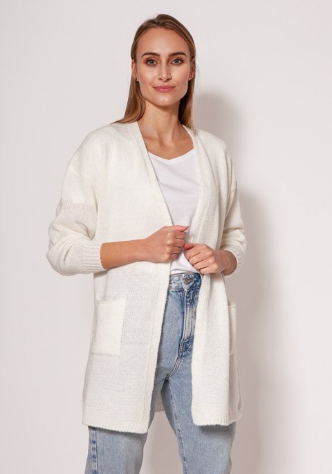 Sweter Kardigan Model PA013 Ecru - MKM Sweter Kardigan Model PA013 Ecru - MKM