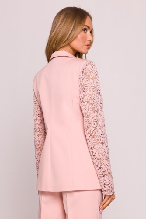 Marynarka Model MOE865 Powder Pink - Moe Marynarka Model MOE865 Powder Pink - Moe