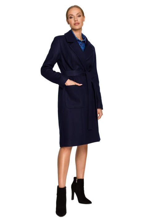 Płaszcz Model MOE708 Navy - Moe Płaszcz Model MOE708 Navy - Moe