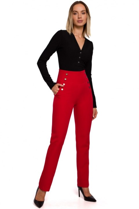 Spodnie Damskie Model MOE530 Red - Moe Spodnie Damskie Model MOE530 Red - Moe