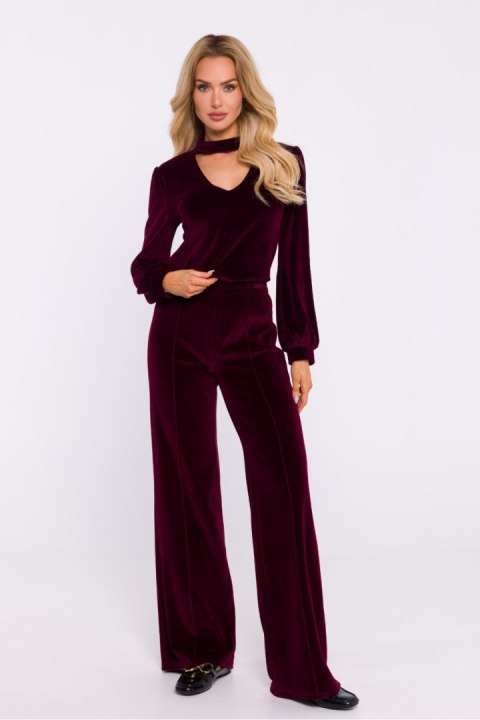 Spodnie Damskie Model MOE830 Bordo - Moe Spodnie Damskie Model MOE830 Bordo - Moe