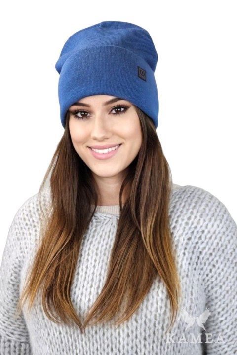SALLY czapka beanie zimowa czapka uniwersalna kolor jeansowy - Kamea SALLY czapka beanie zimowa czapka uniwersalna kolor jeansowy - Kamea