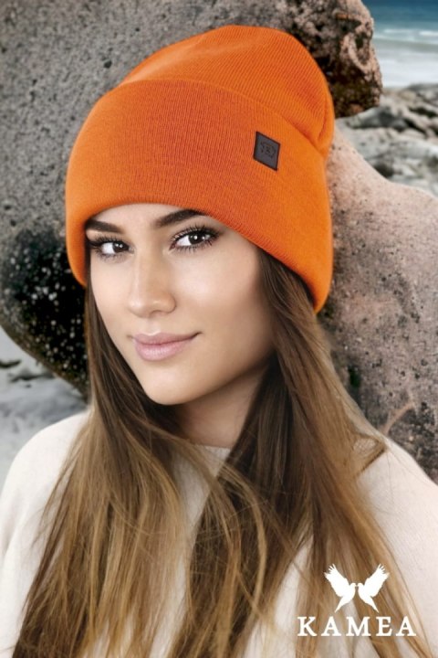 SALLY czapka beanie zimowa czapka uniwersalna kolor orange - Kamea SALLY czapka beanie zimowa czapka uniwersalna kolor orange - Kamea
