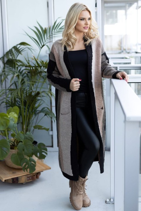 Sweter Kardigan Model 30087 Black/Cappuccino - PeeKaBoo Hurtownia odzieży on-line, moda damska, bielizna i obuwie dla kobiet - M Sweter Kardigan Model 30087 Black/Cappuccino - PeeKaBoo Hurtownia odzieży on-line, moda damska, bielizna i obuwie dla kobiet - M