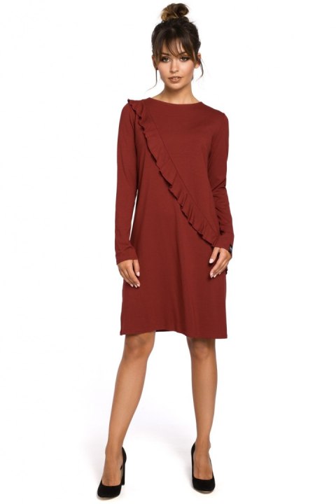 Sukienka Model B053 Bordo - BeWear Sukienka Model B053 Bordo - BeWear