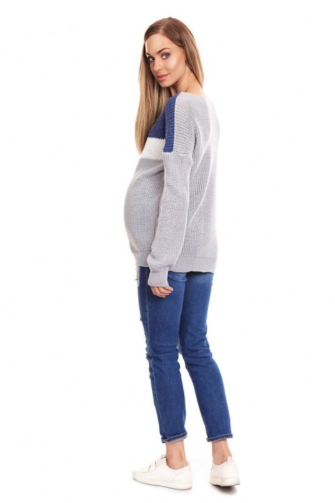 Sweter Ciążowy Model 40023 Jeans - PeeKaBoo Sweter Ciążowy Model 40023 Jeans - PeeKaBoo