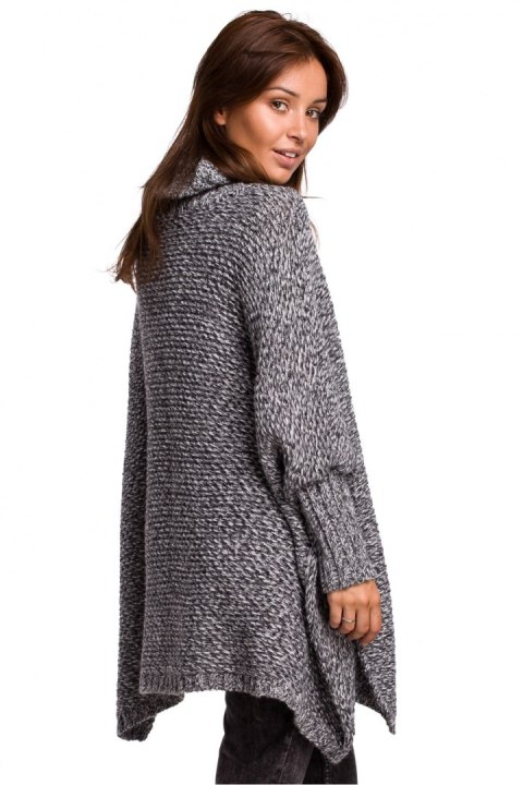 Sweter Ponczo Model BK049 Antracyt - BE Knit Sweter Ponczo Model BK049 Antracyt - BE Knit