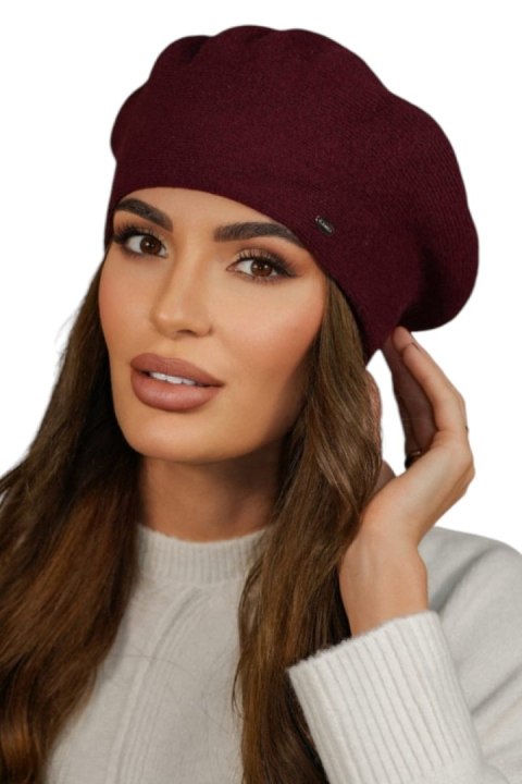 Beret Damski Zimowy Wełniany Kolor Bordo - Kiang - Kamea Beret Damski Zimowy Wełniany Kolor Bordo - Kiang - Kamea