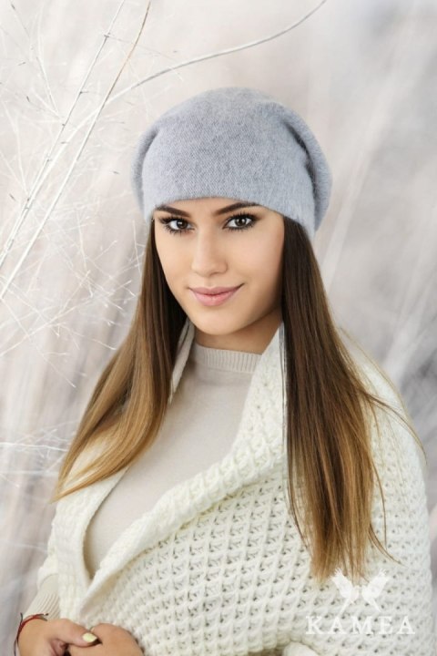 CLEO modny beret z angory kolor szary - Kamea CLEO modny beret z angory kolor szary - Kamea