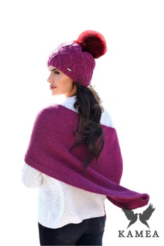 FREZJA-KOMPLET damski zimowy merino wool kolor malinowy - Kamea
