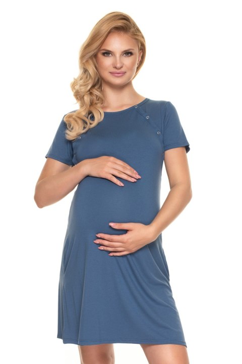 Koszulka nocna Koszula Nocna Ciążowa Model 0192 Blue - PeeKaBoo Koszulka nocna Koszula Nocna Ciążowa Model 0192 Blue - PeeKaBoo