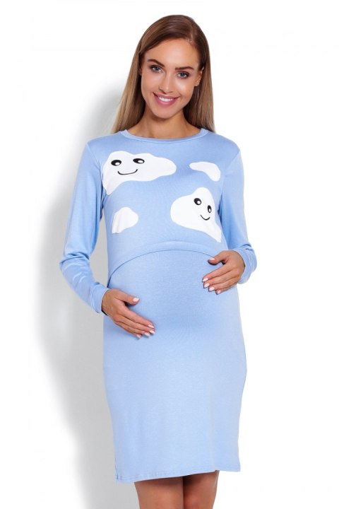 Koszulka nocna Koszula Nocna Ciążowa Model 1682 Sky Blue - PeeKaBoo Koszulka nocna Koszula Nocna Ciążowa Model 1682 Sky Blue - PeeKaBoo