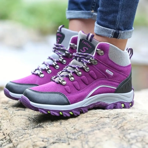 Damskie buty trekkingowe całoroczne trekking turystyczne fiolet