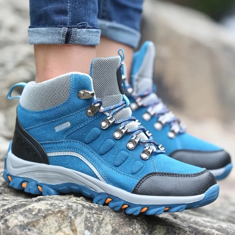 Damskie buty trekkingowe całoroczne trekking turystyczne niebieskie