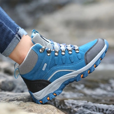 Damskie buty trekkingowe całoroczne trekking turystyczne niebieskie